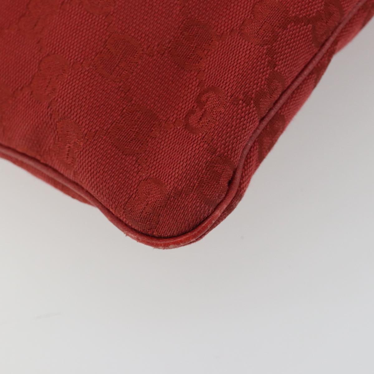 GUCCI GG Canvas Shoulder Bag Red Silver 113013 Auth 190359