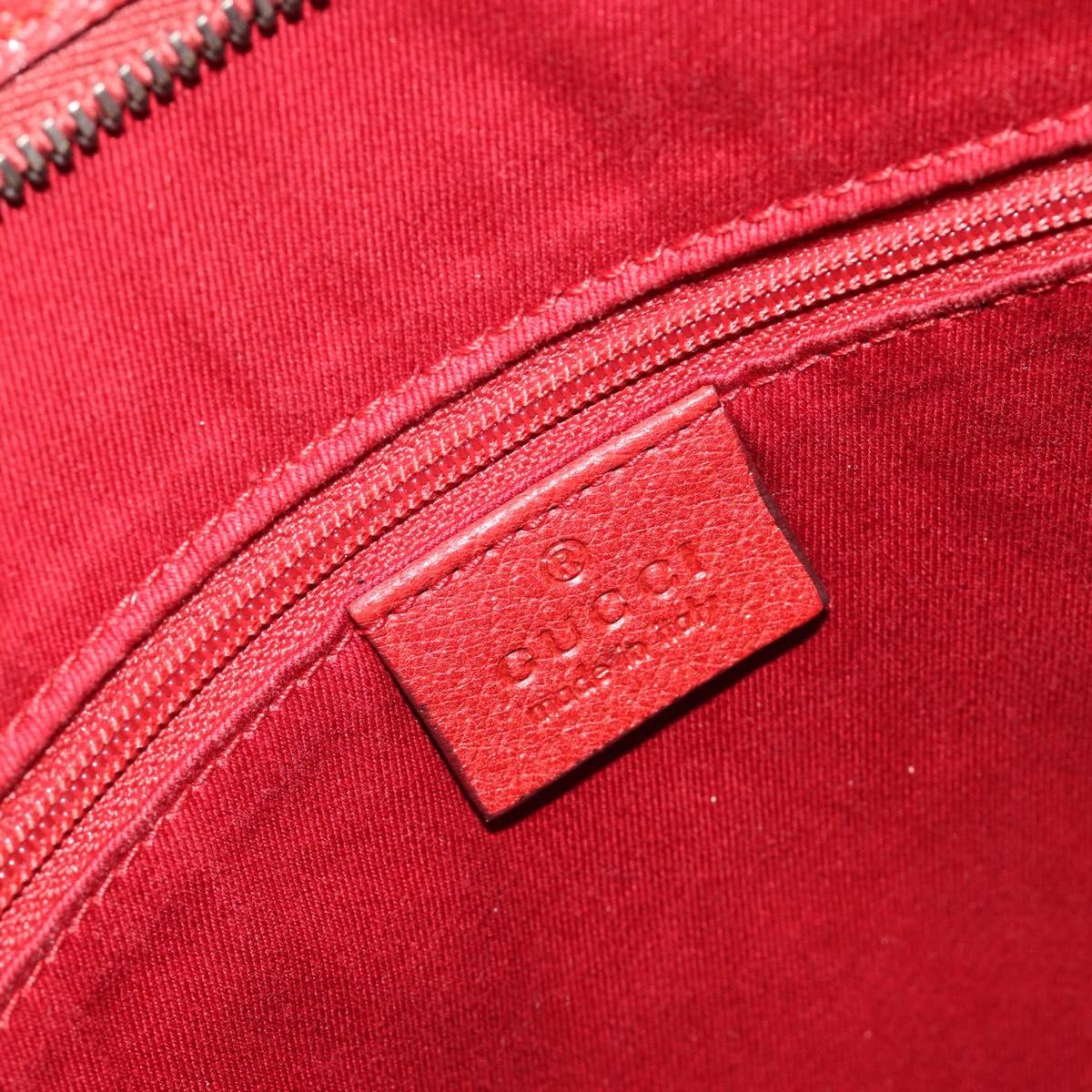 GUCCI GG Canvas Shoulder Bag Red Silver 113013 Auth 190359