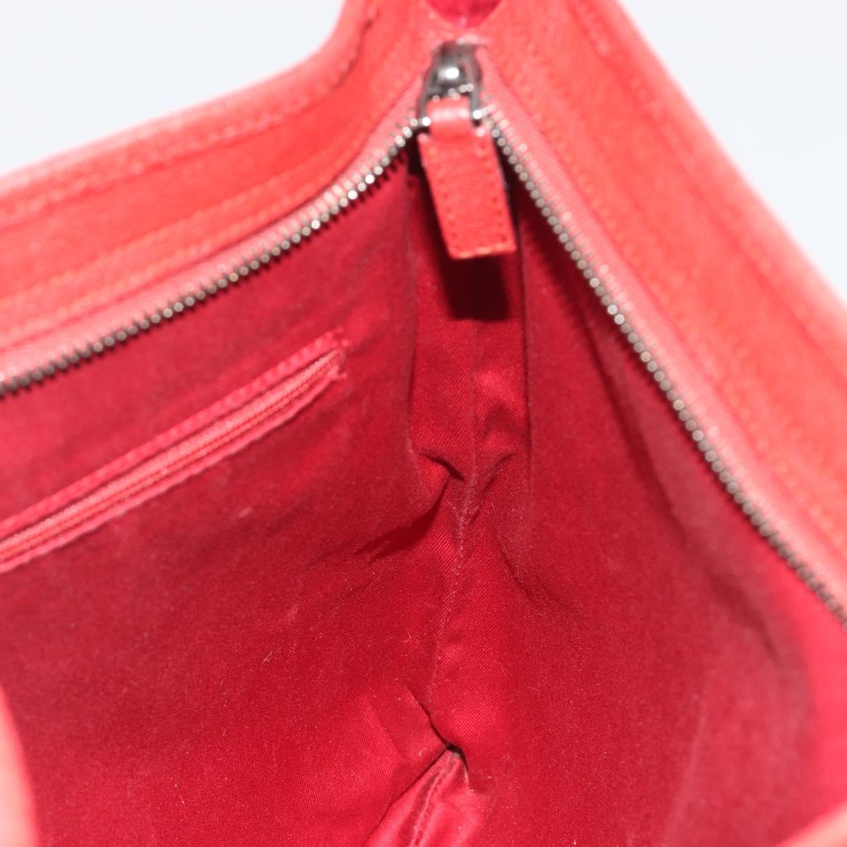 GUCCI GG Canvas Shoulder Bag Red Silver 113013 Auth 190359