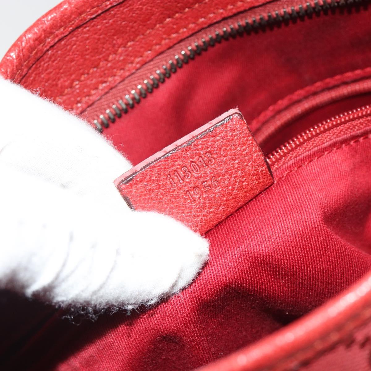 GUCCI GG Canvas Shoulder Bag Red Silver 113013 Auth 190359
