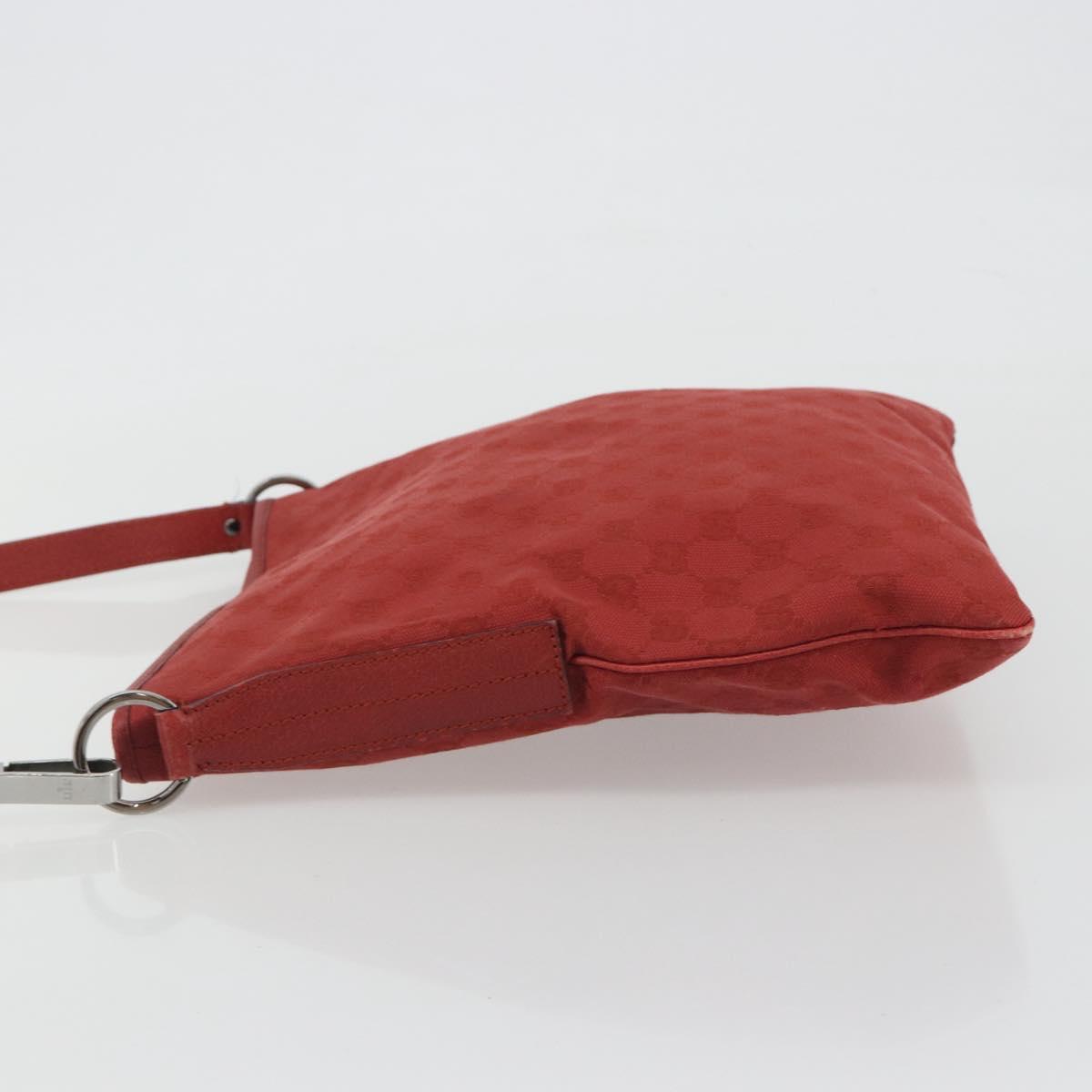 GUCCI GG Canvas Shoulder Bag Red Silver 113013 Auth 190359