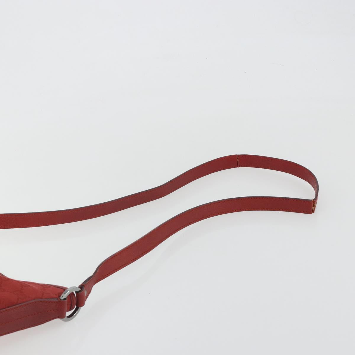 GUCCI GG Canvas Shoulder Bag Red Silver 113013 Auth 190359