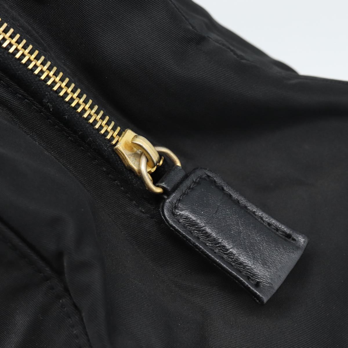 PRADA Chain Shoulder Bag Nylon Black Gold Auth 190360A