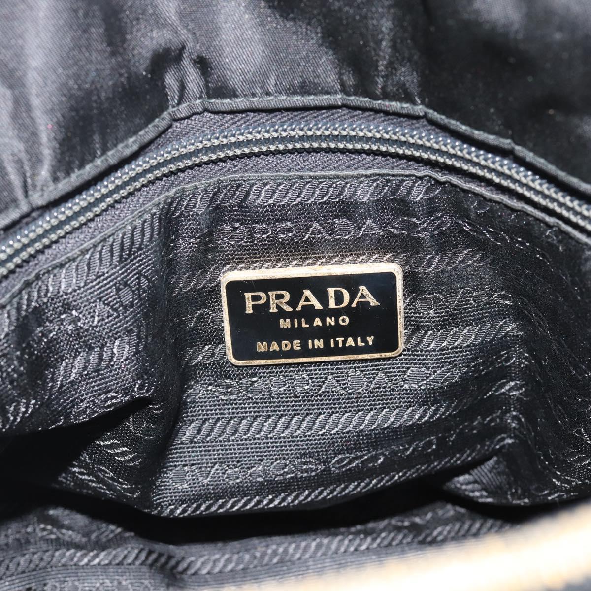 PRADA Chain Shoulder Bag Nylon Black Gold Auth 190360A