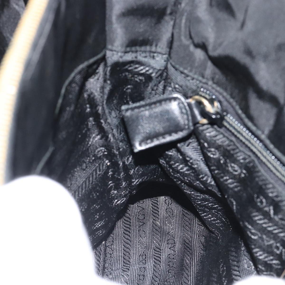 PRADA Chain Shoulder Bag Nylon Black Gold Auth 190360A