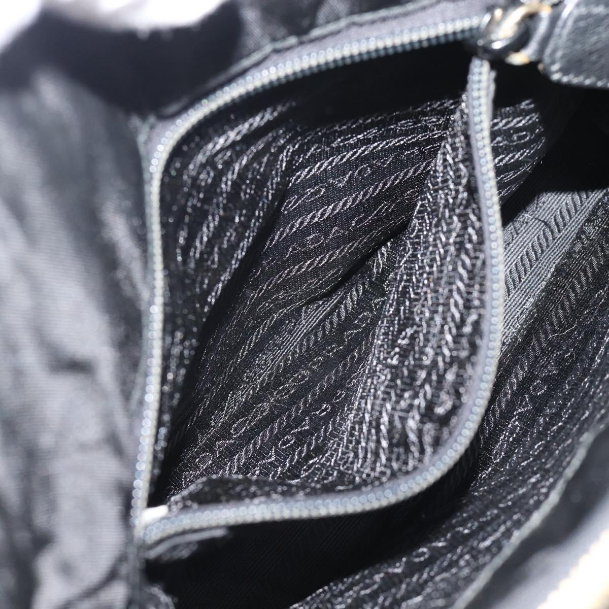 PRADA Chain Shoulder Bag Nylon Black Gold Auth 190360A