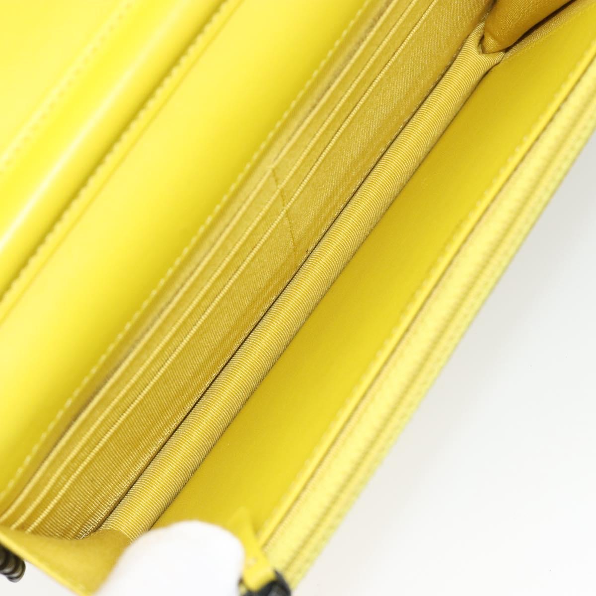 CHANEL Matelasse Chain Shoulder Bag Velor Yellow Silver CC Auth 190362A