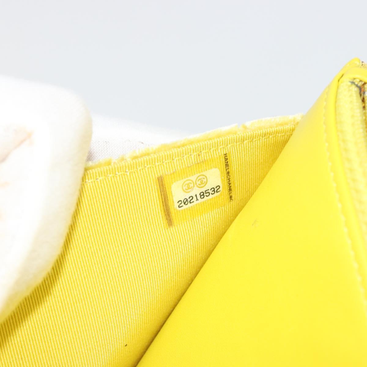 CHANEL Matelasse Chain Shoulder Bag Velor Yellow Silver CC Auth 190362A
