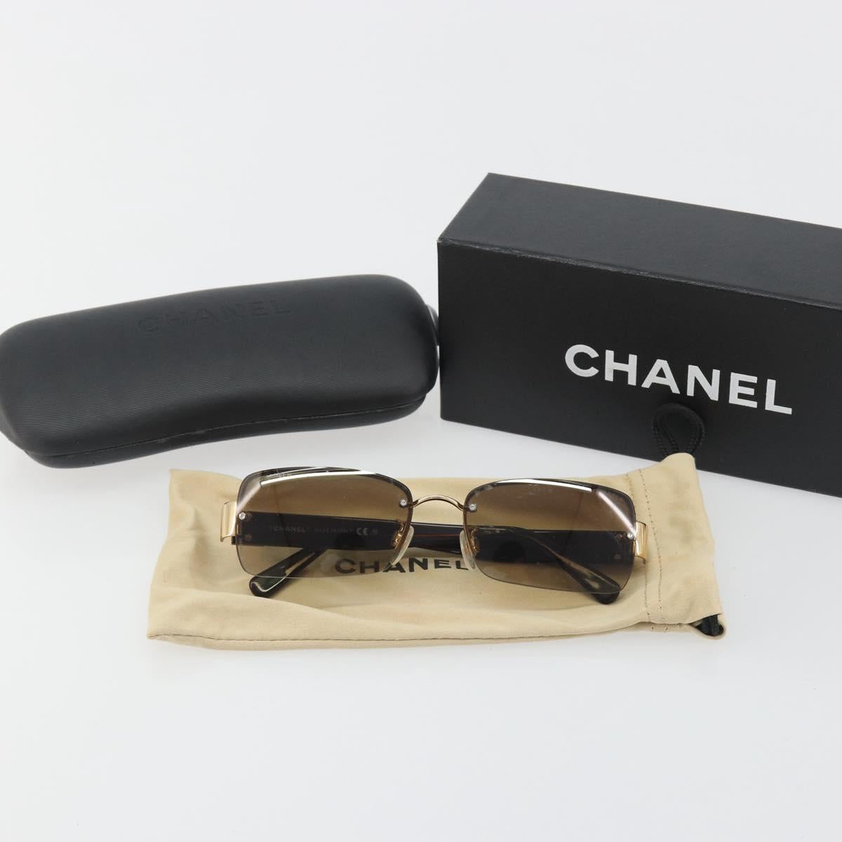 CHANEL COCO Mark Sunglasses plastic Brown CC Auth 190363