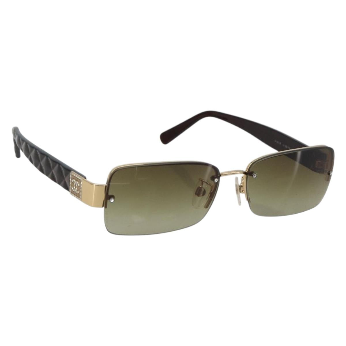 CHANEL COCO Mark Sunglasses plastic Brown CC Auth 190363