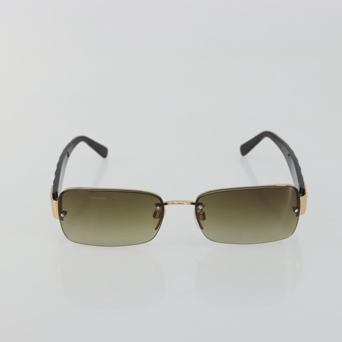 CHANEL COCO Mark Sunglasses plastic Brown CC Auth 190363