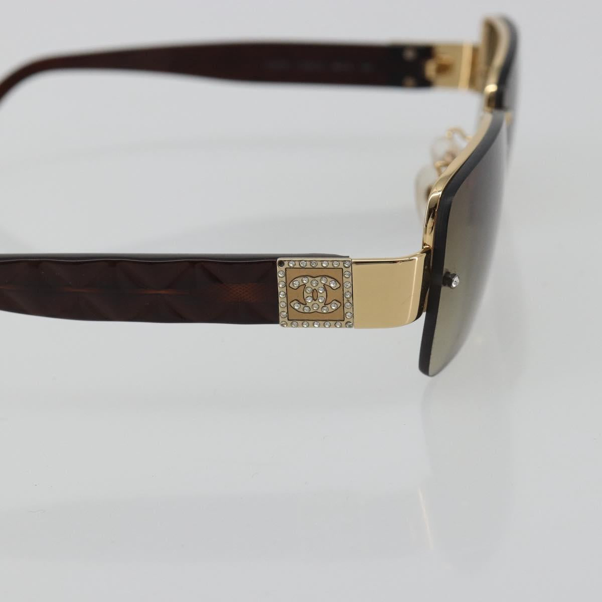 CHANEL COCO Mark Sunglasses plastic Brown CC Auth 190363
