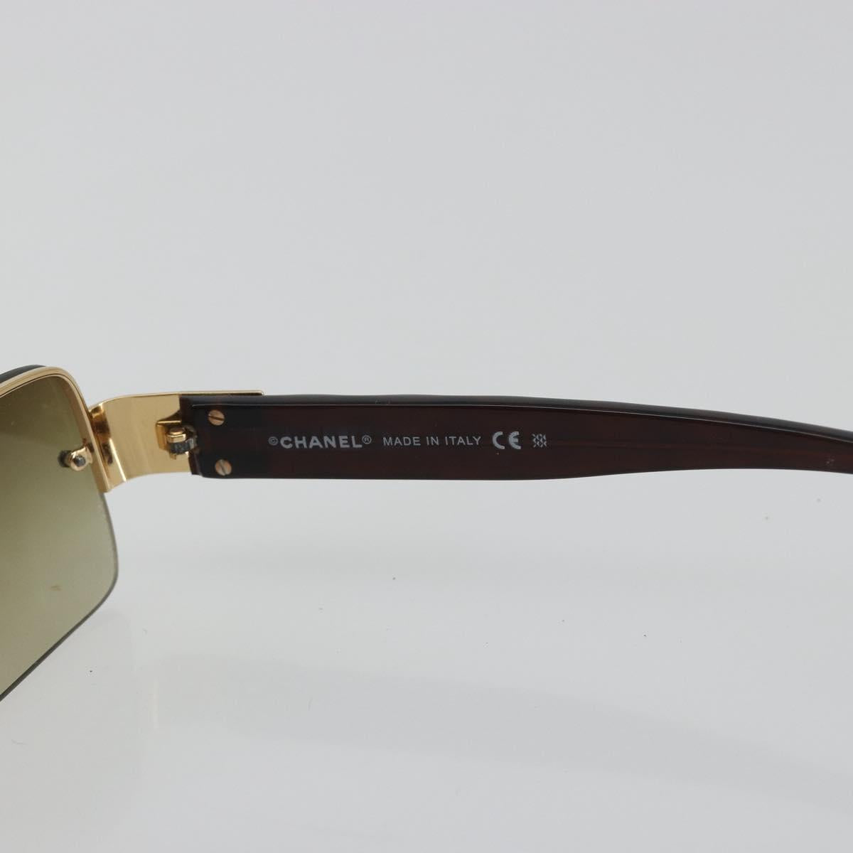 CHANEL COCO Mark Sunglasses plastic Brown CC Auth 190363