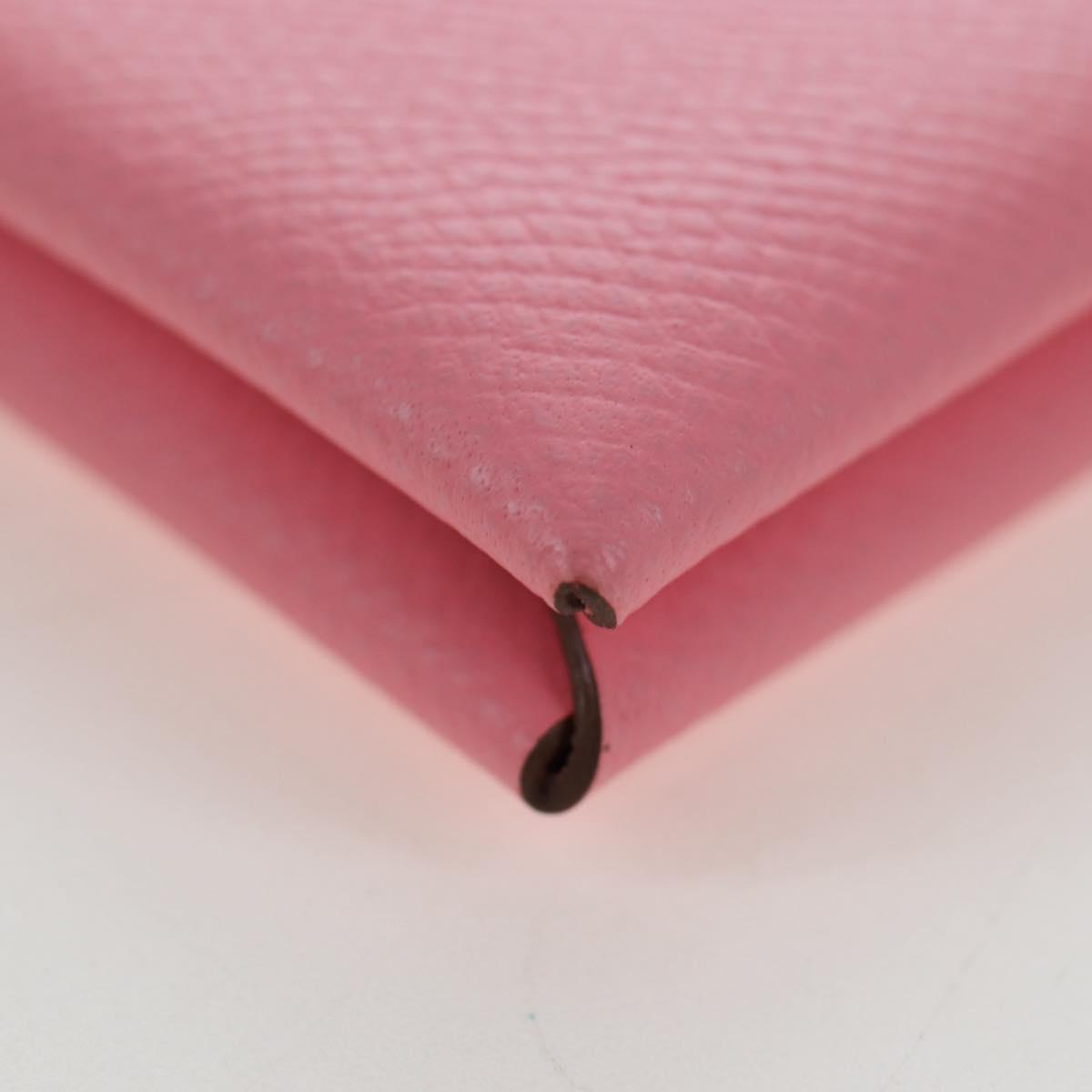 HERMES Calvi Card Case Leather Pink Auth 190365M