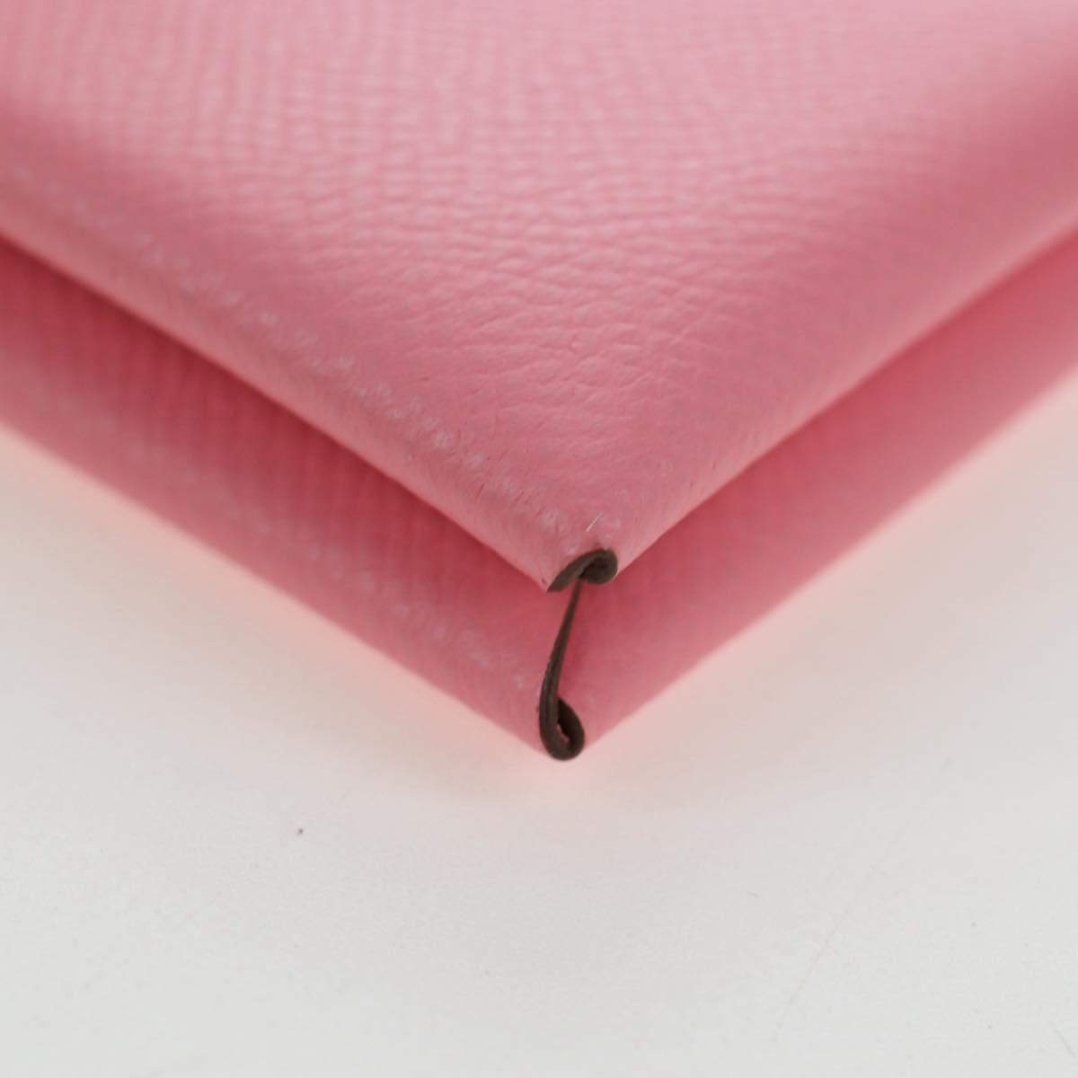 HERMES Calvi Card Case Leather Pink Auth 190365M