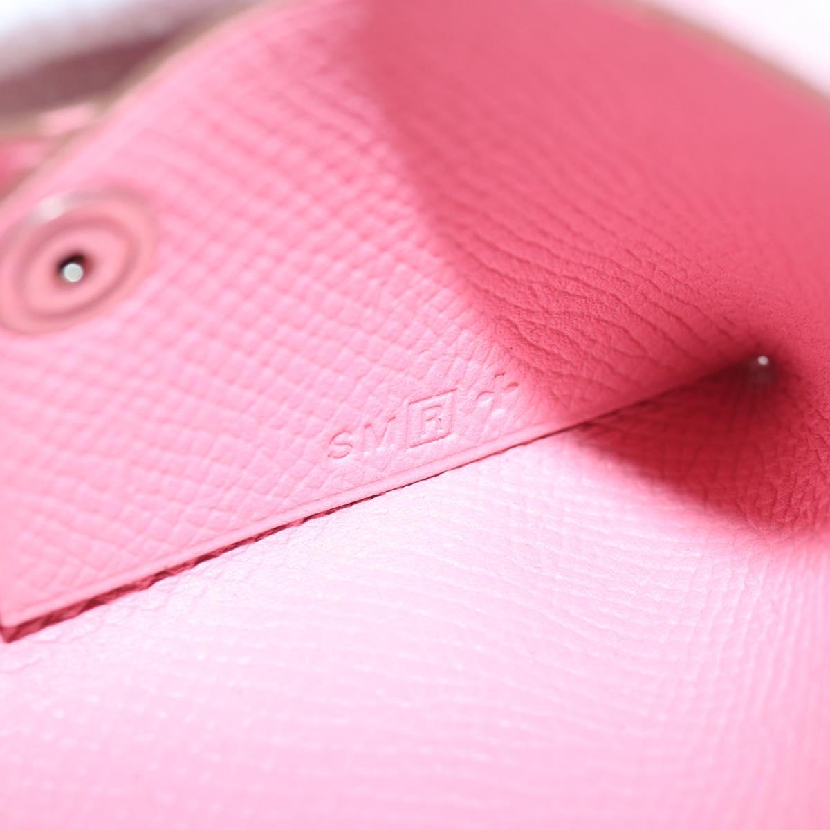 HERMES Calvi Card Case Leather Pink Auth 190365M
