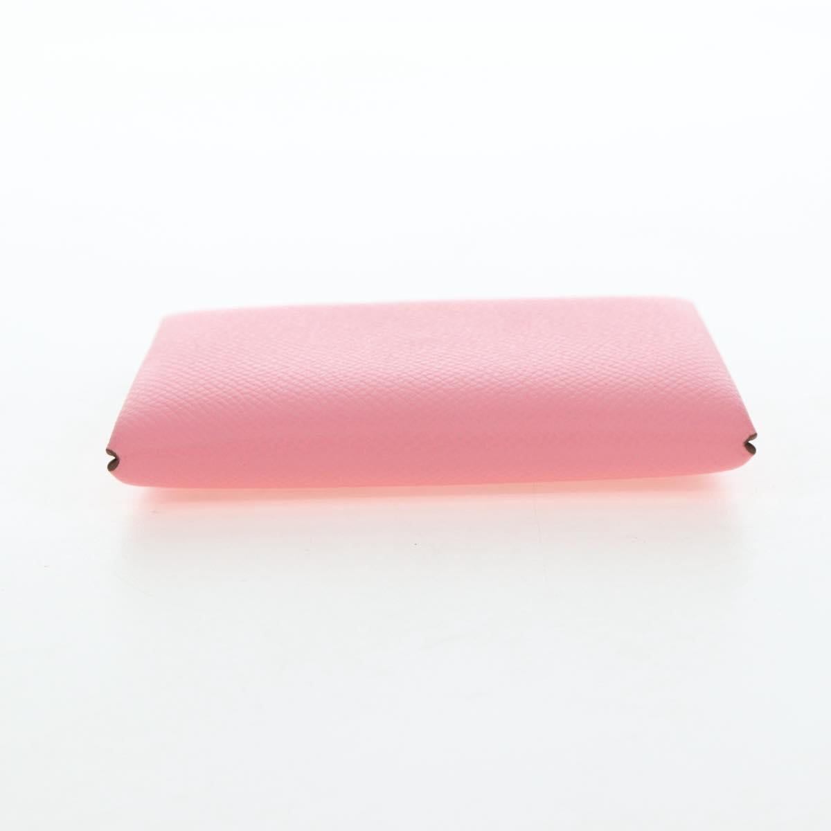 HERMES Calvi Card Case Leather Pink Auth 190365M