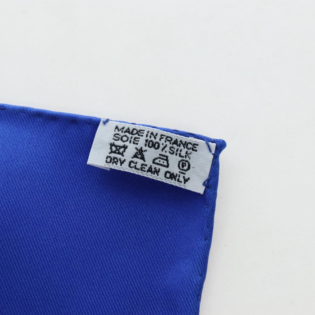 HERMES Carre 90 Scarf ”Grands Fonds” Silk Blue Auth 190368M