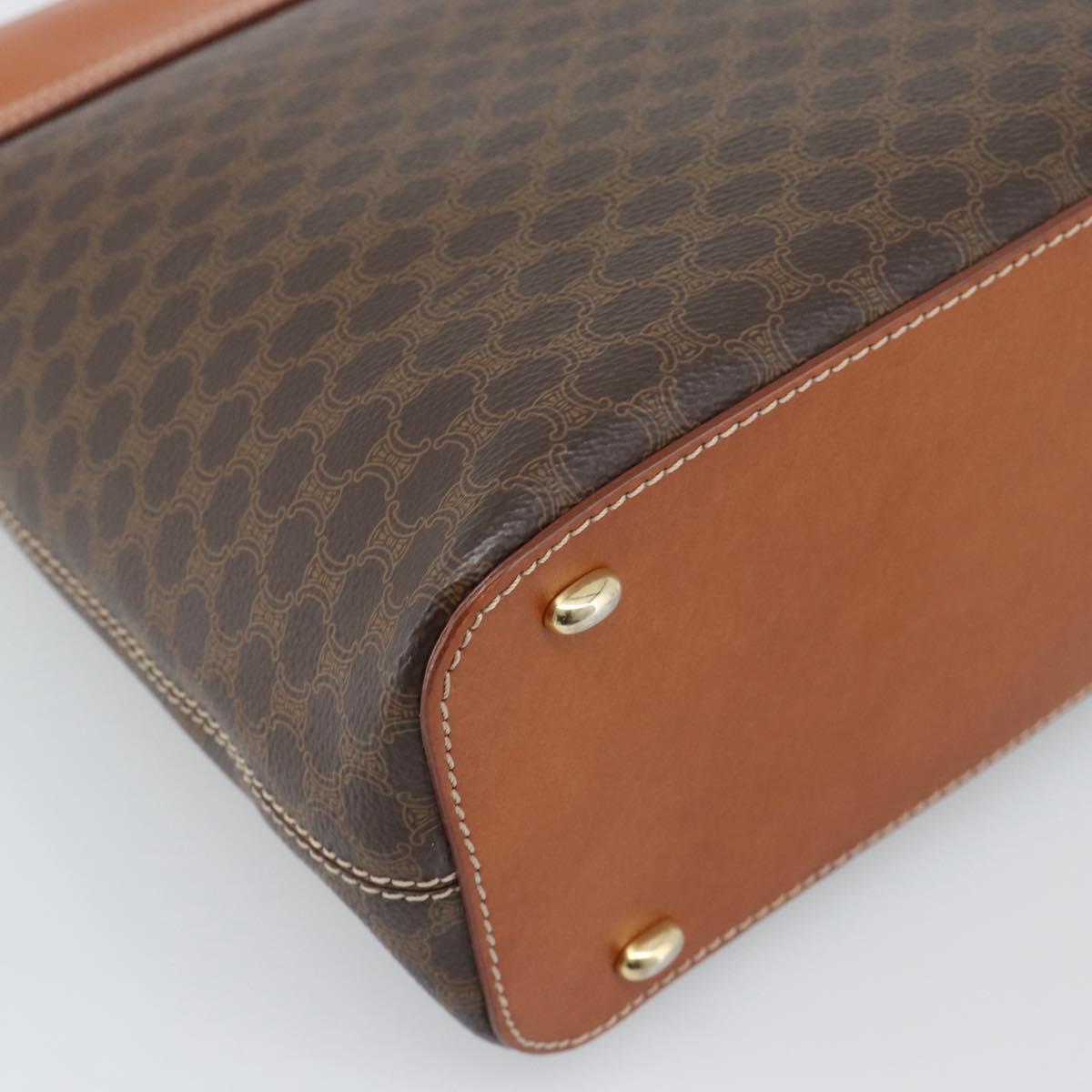 CELINE Macadam Canvas Shoulder Bag PVC Leather Brown Gold Auth 190382A