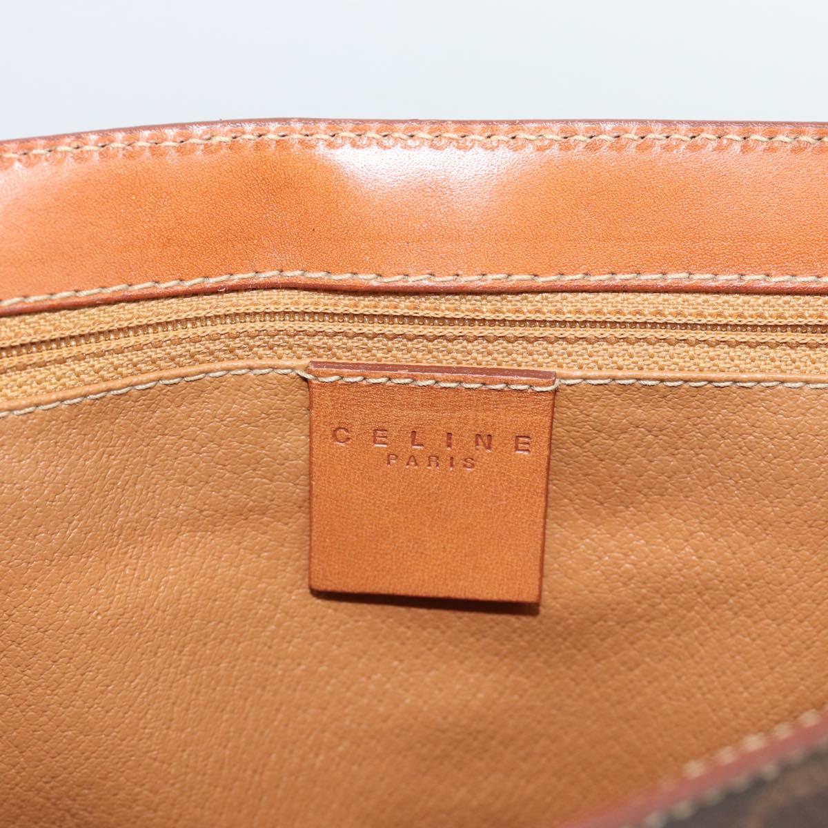 CELINE Macadam Canvas Shoulder Bag PVC Leather Brown Gold Auth 190382A