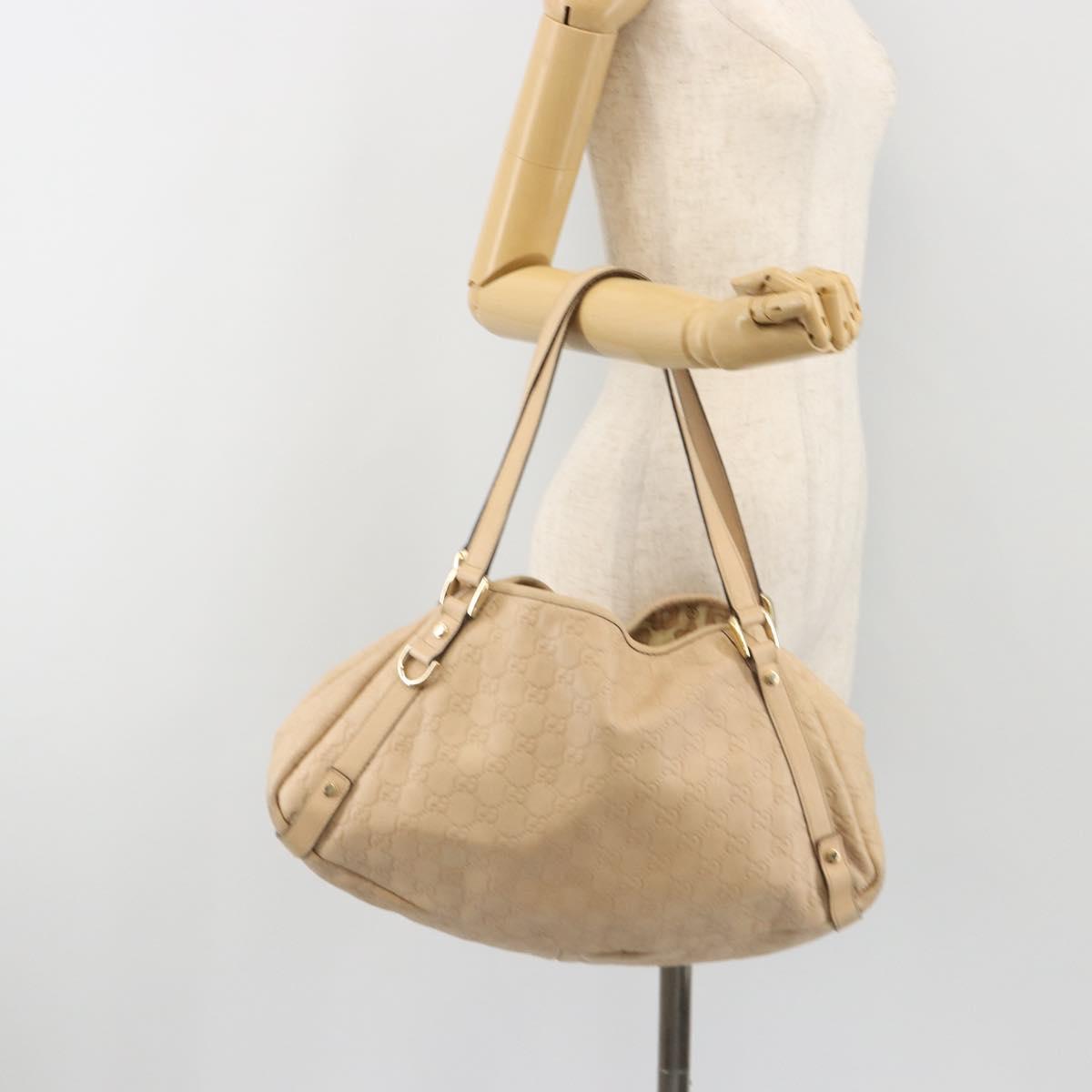 GUCCI GG Canvas Guccissima Abbey Tote Bag Beige Gold 130736 Auth 190383