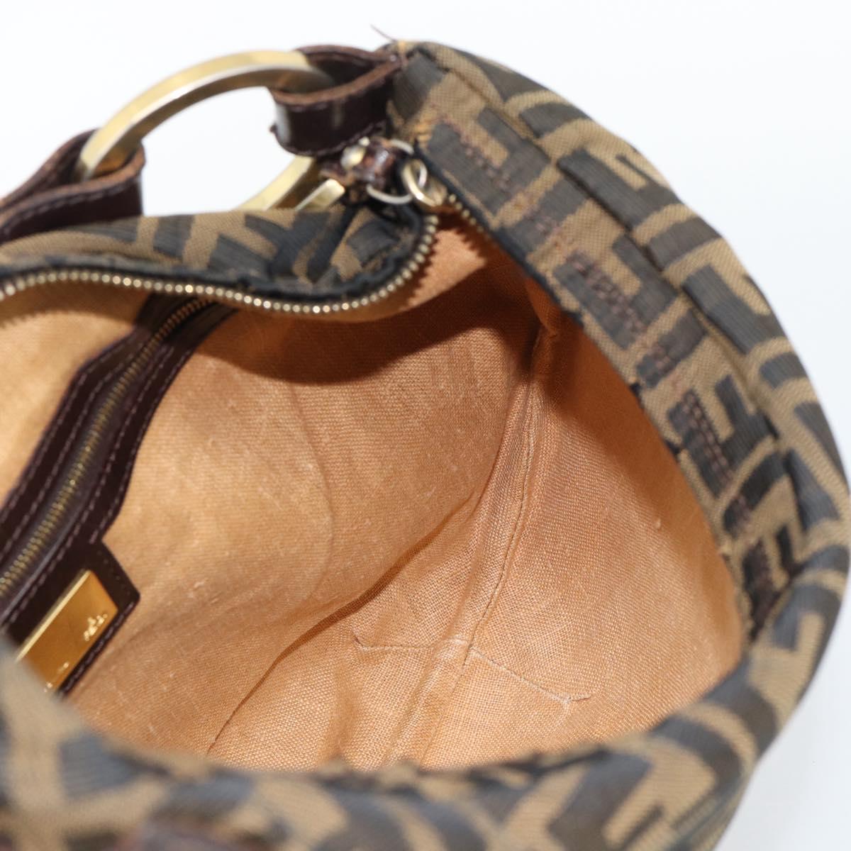 FENDI Zucca Canvas Shoulder Bag Brown Black Auth 190384A