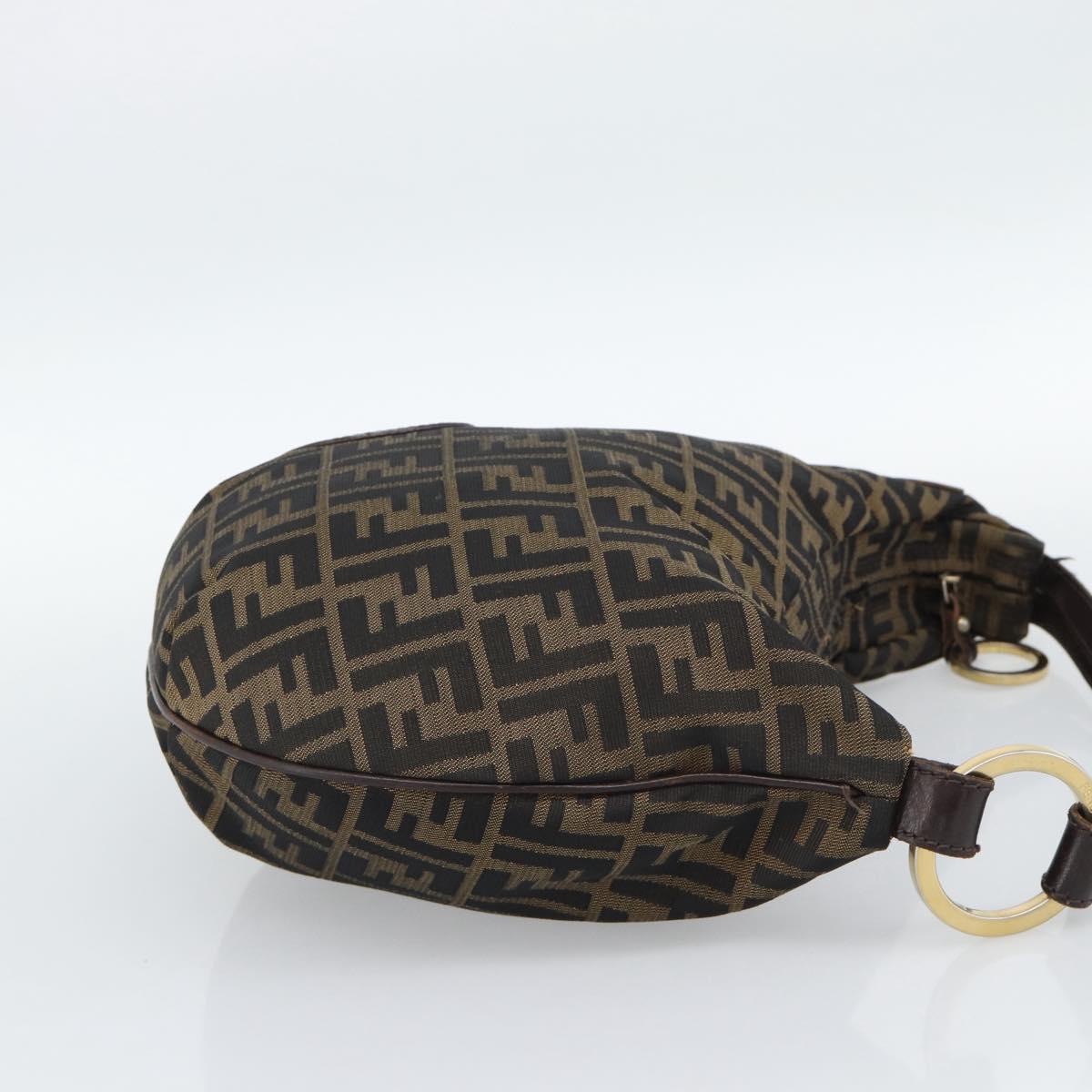 FENDI Zucca Canvas Shoulder Bag Brown Black Auth 190384A
