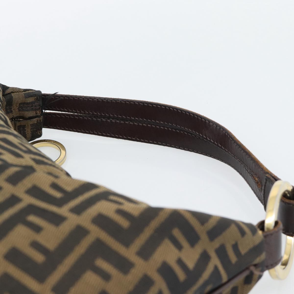 FENDI Zucca Canvas Shoulder Bag Brown Black Auth 190384A