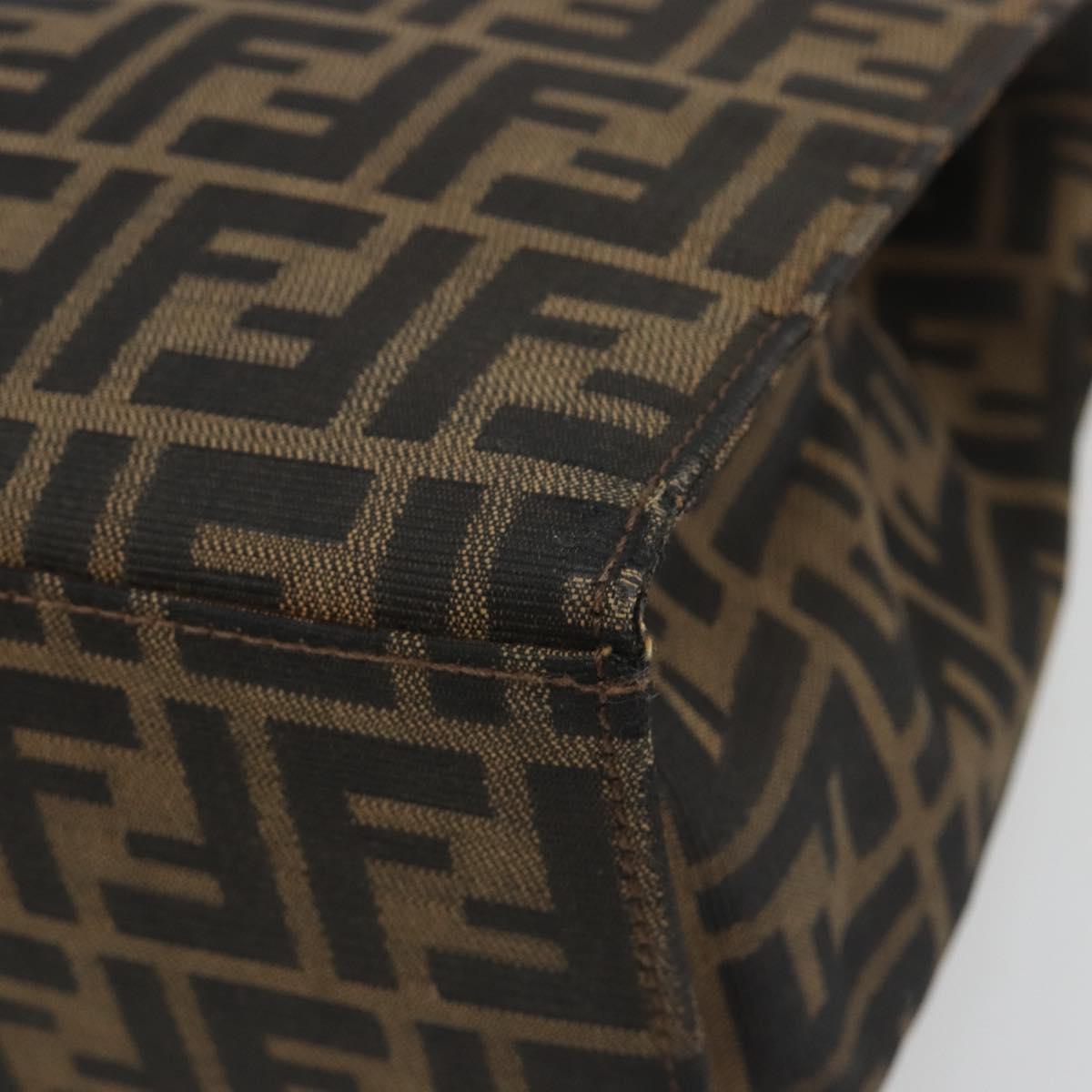 FENDI Zucca Canvas Mamma Baguette Tote Bag Brown Black Auth 190385