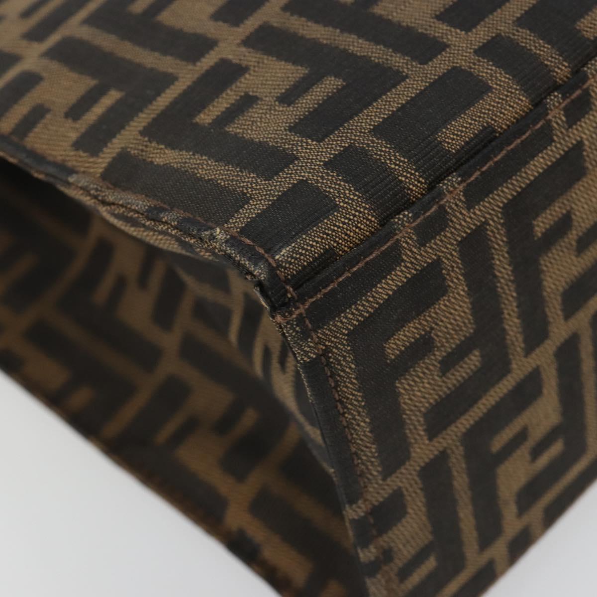 FENDI Zucca Canvas Mamma Baguette Tote Bag Brown Black Auth 190385