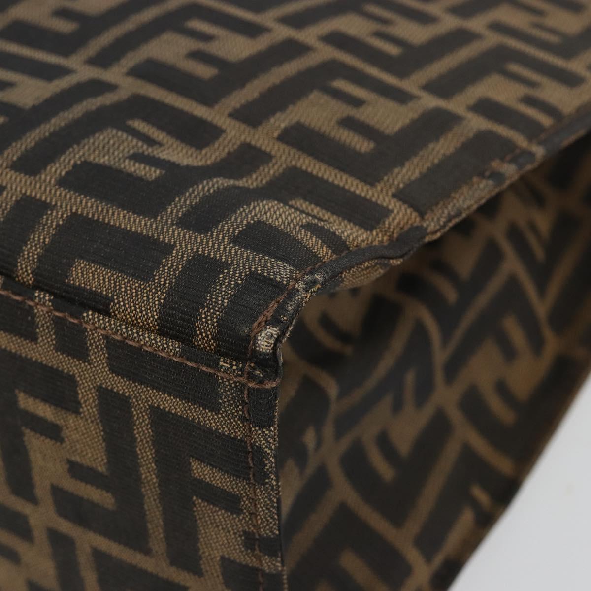 FENDI Zucca Canvas Mamma Baguette Tote Bag Brown Black Auth 190385