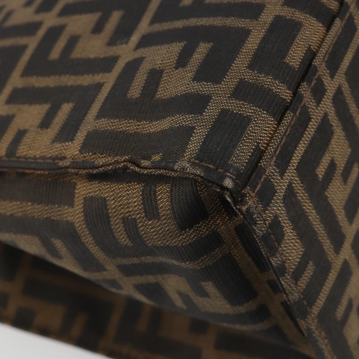 FENDI Zucca Canvas Mamma Baguette Tote Bag Brown Black Auth 190385