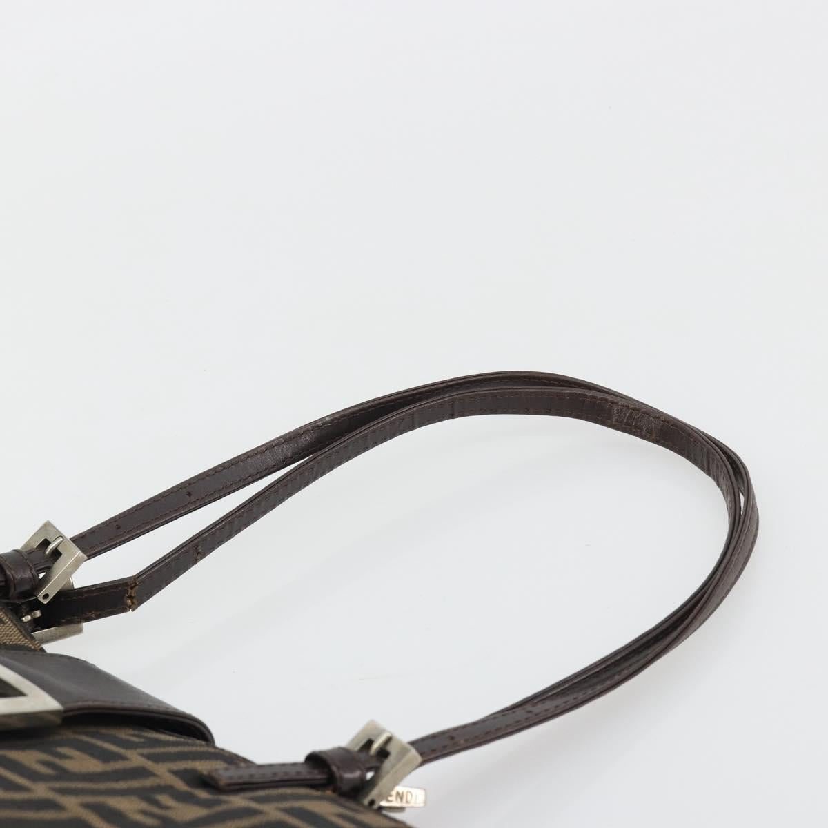 FENDI Zucca Canvas Mamma Baguette Tote Bag Brown Black Auth 190385
