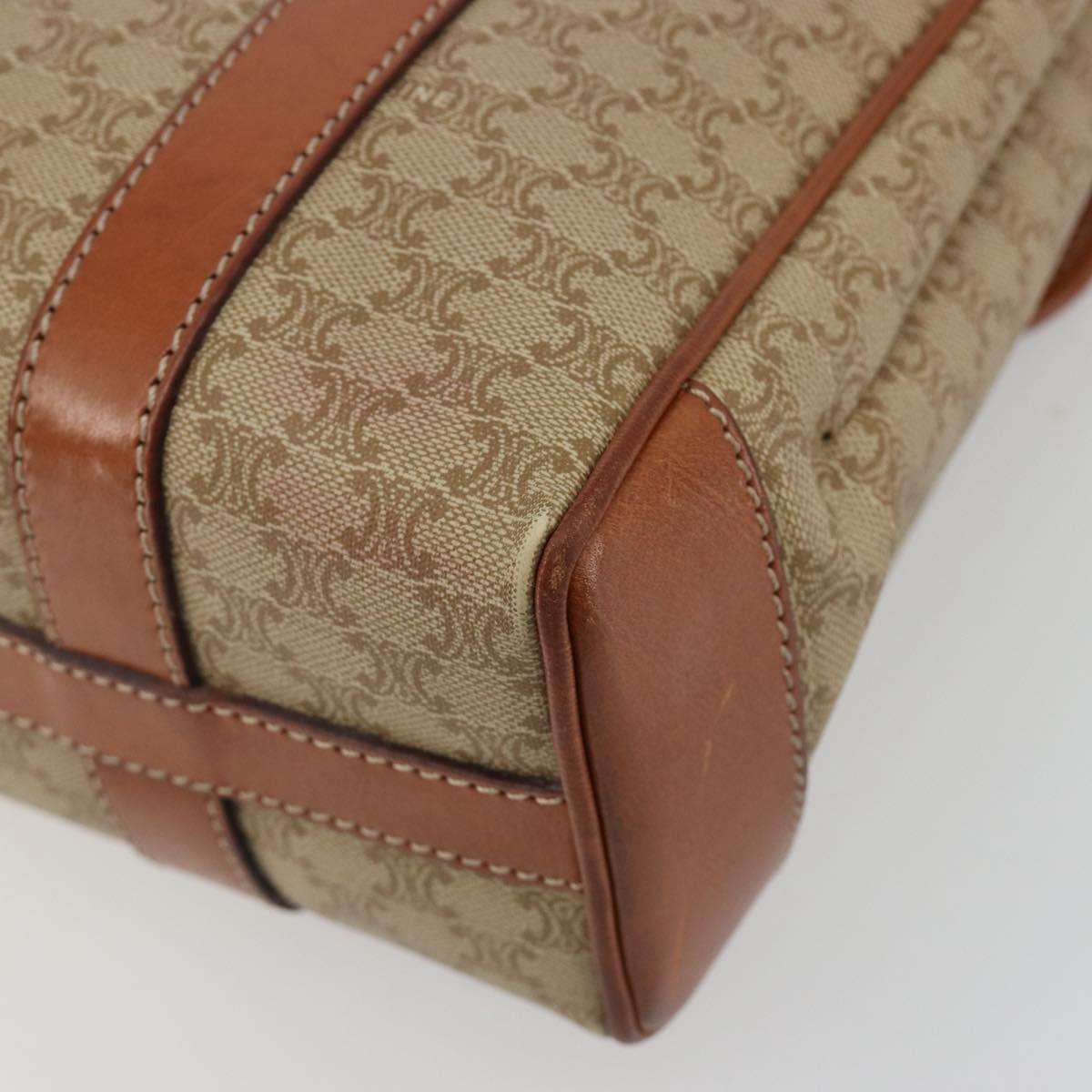 CELINE Macadam Canvas Hand Bag PVC Beige Gold Auth 190386