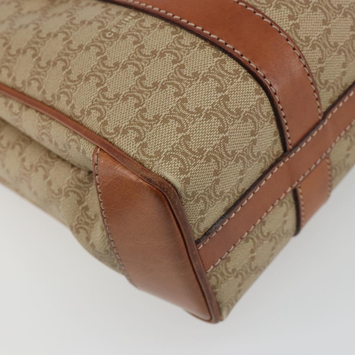 CELINE Macadam Canvas Hand Bag PVC Beige Gold Auth 190386