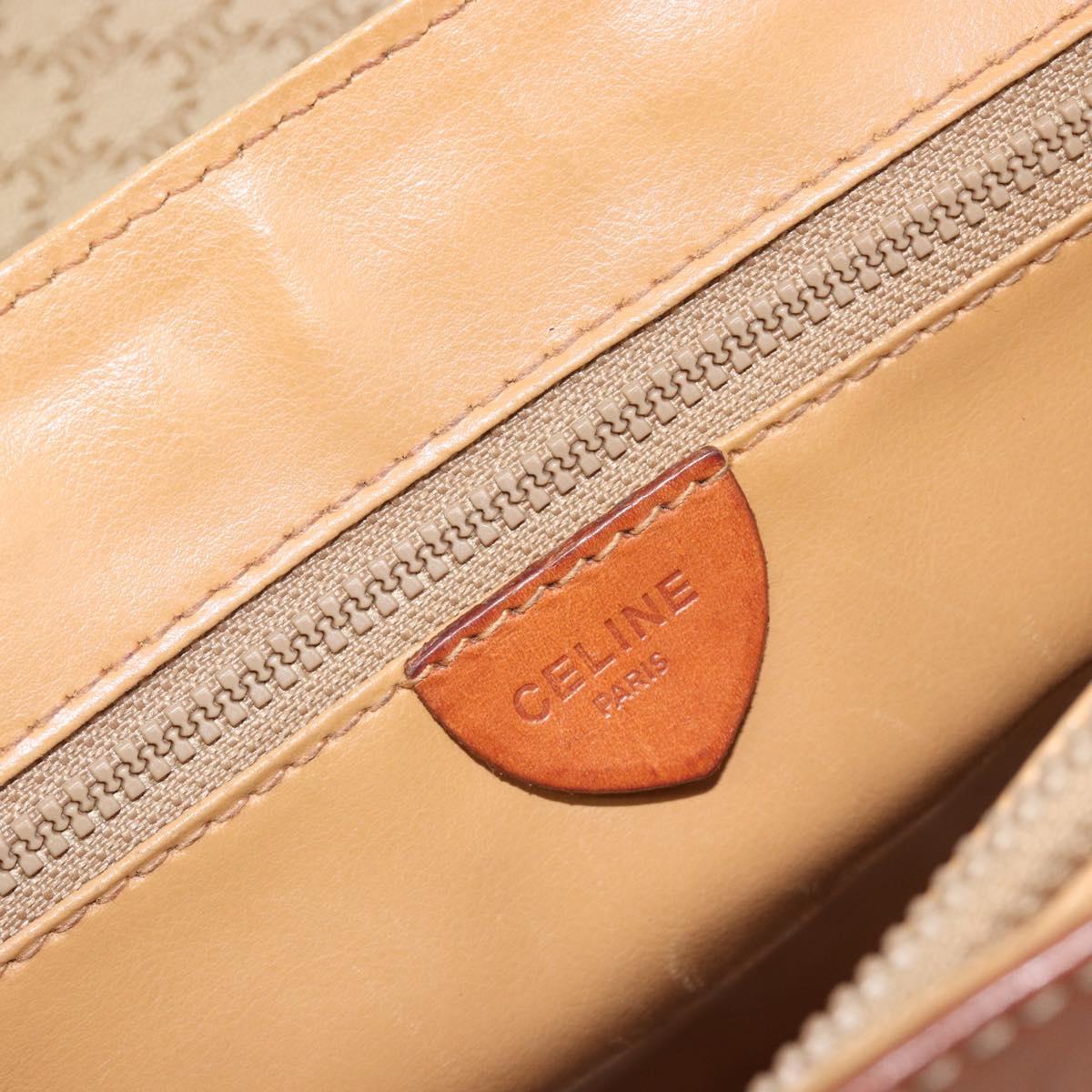 CELINE Macadam Canvas Hand Bag PVC Beige Gold Auth 190386