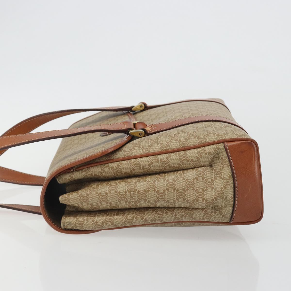 CELINE Macadam Canvas Hand Bag PVC Beige Gold Auth 190386