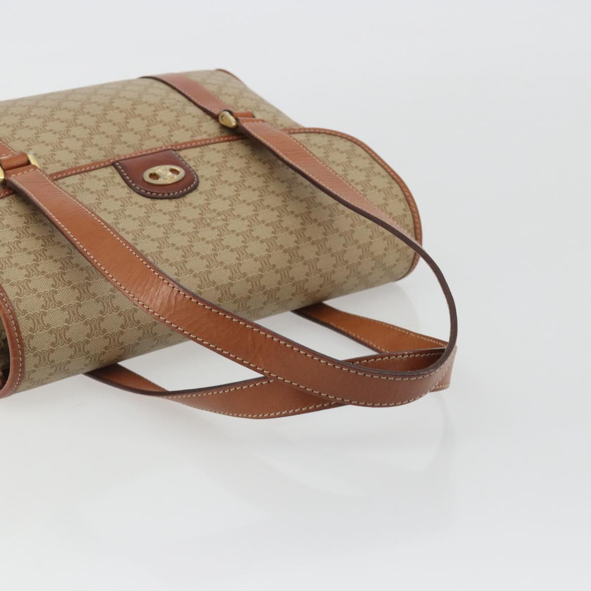 CELINE Macadam Canvas Hand Bag PVC Beige Gold Auth 190386