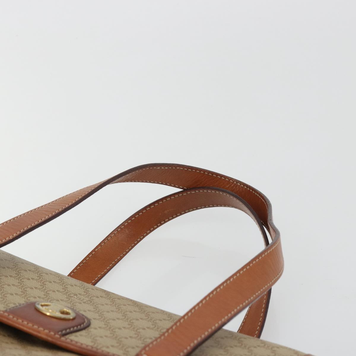 CELINE Macadam Canvas Hand Bag PVC Beige Gold Auth 190386