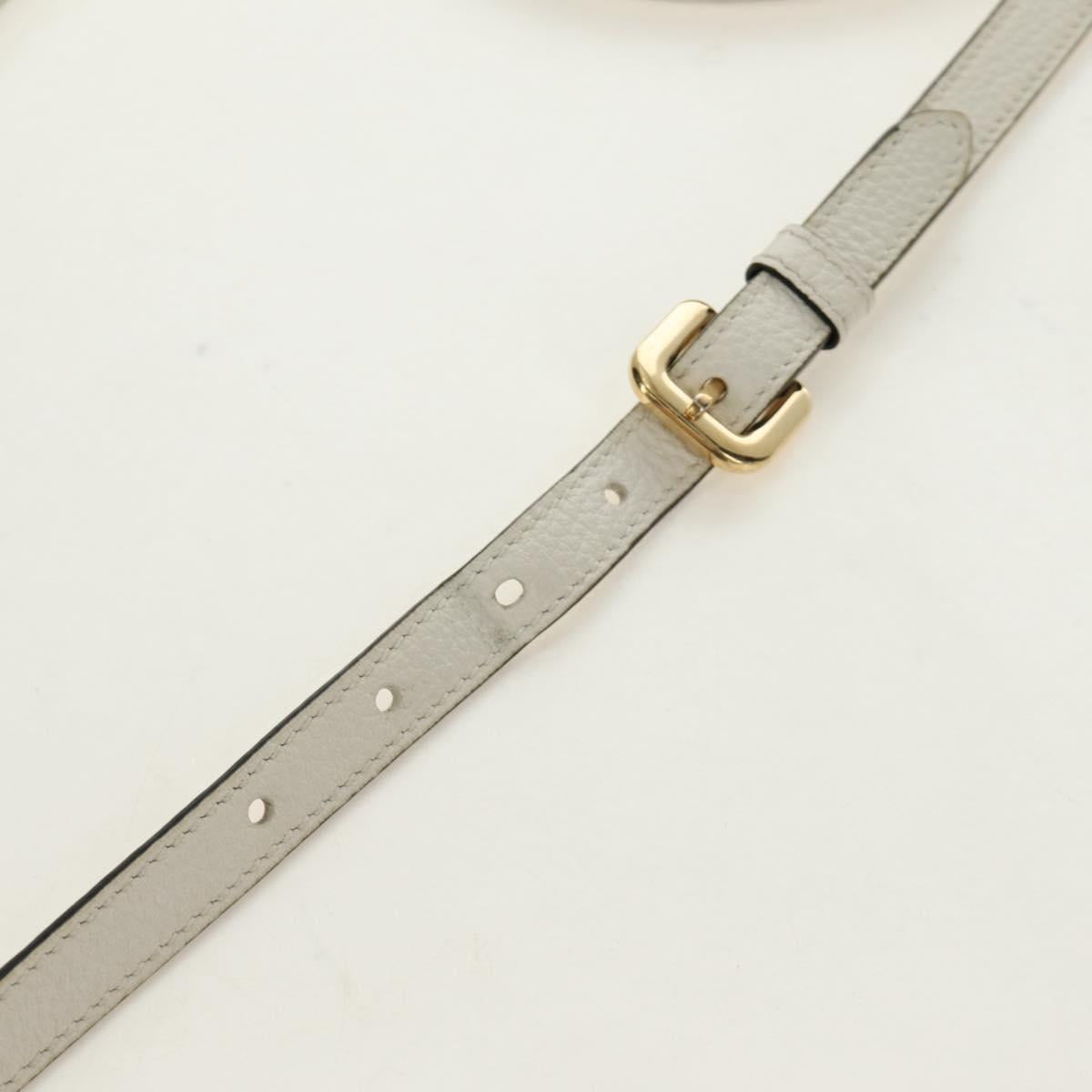 PRADA Hand Bag Vittero Dino Leather 2way White Gold Auth 190387V