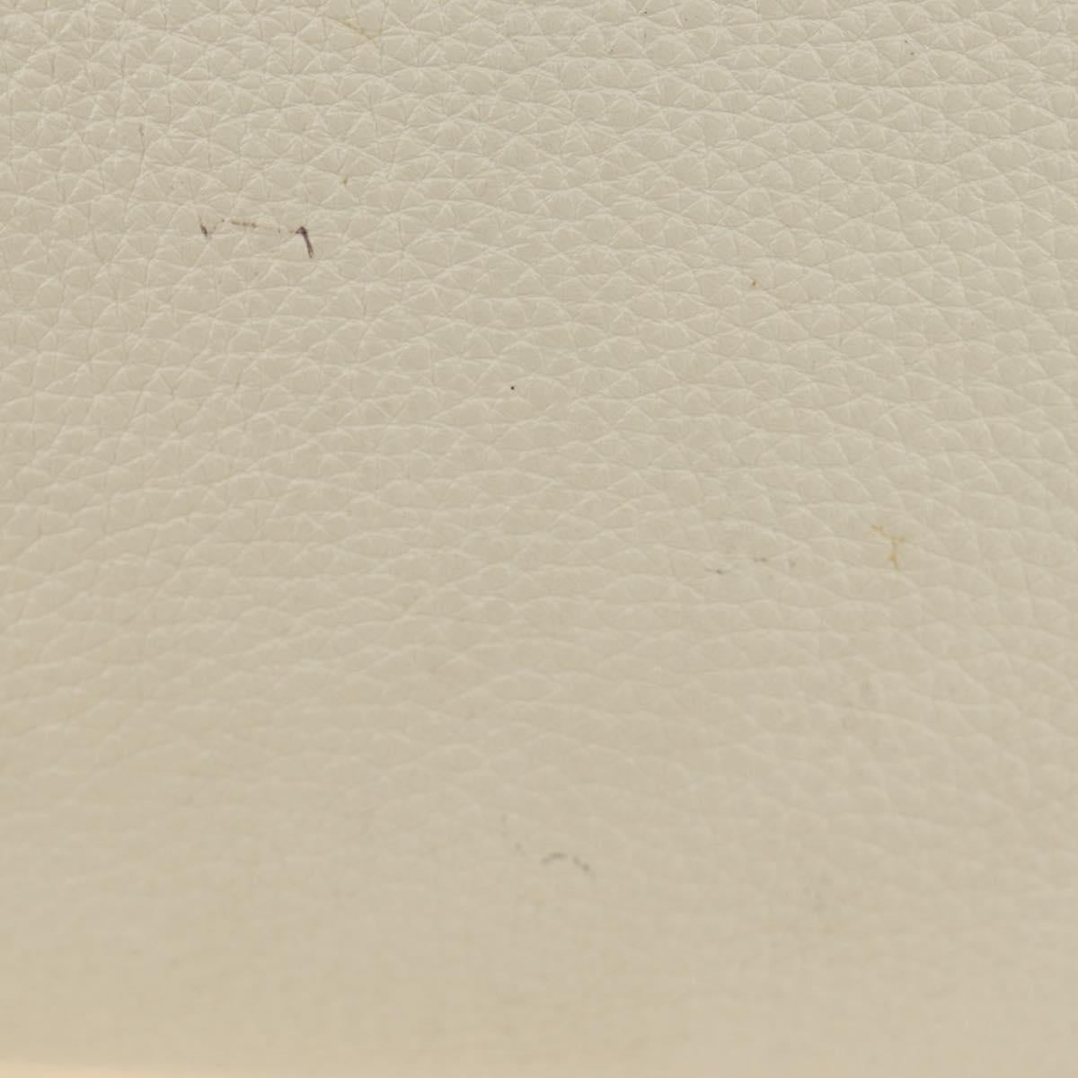 PRADA Hand Bag Vittero Dino Leather 2way White Gold Auth 190387V
