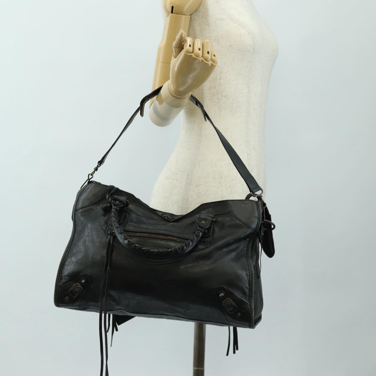 BALENCIAGA The City Hand Bag Leather 2way Black 115748 Auth 190388SAM