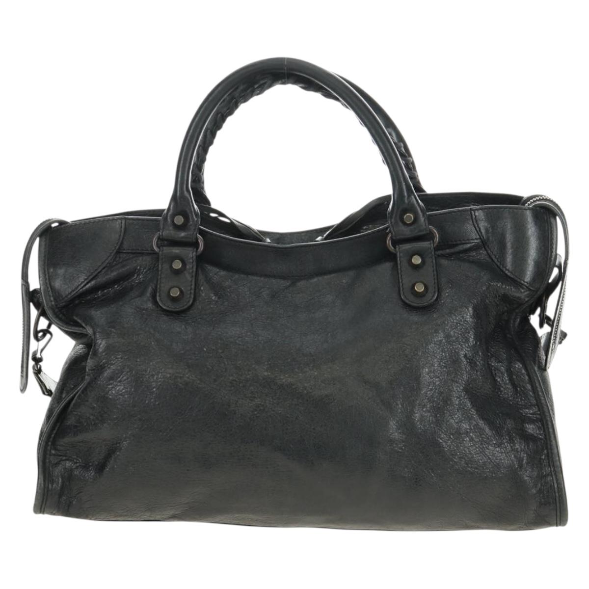 BALENCIAGA The City Hand Bag Leather 2way Black 115748 Auth 190388SAM