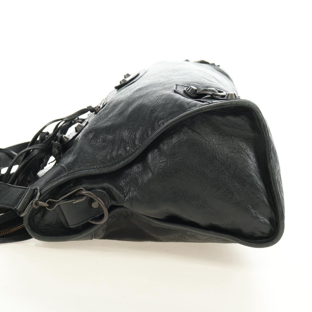 BALENCIAGA The City Hand Bag Leather 2way Black 115748 Auth 190388SAM