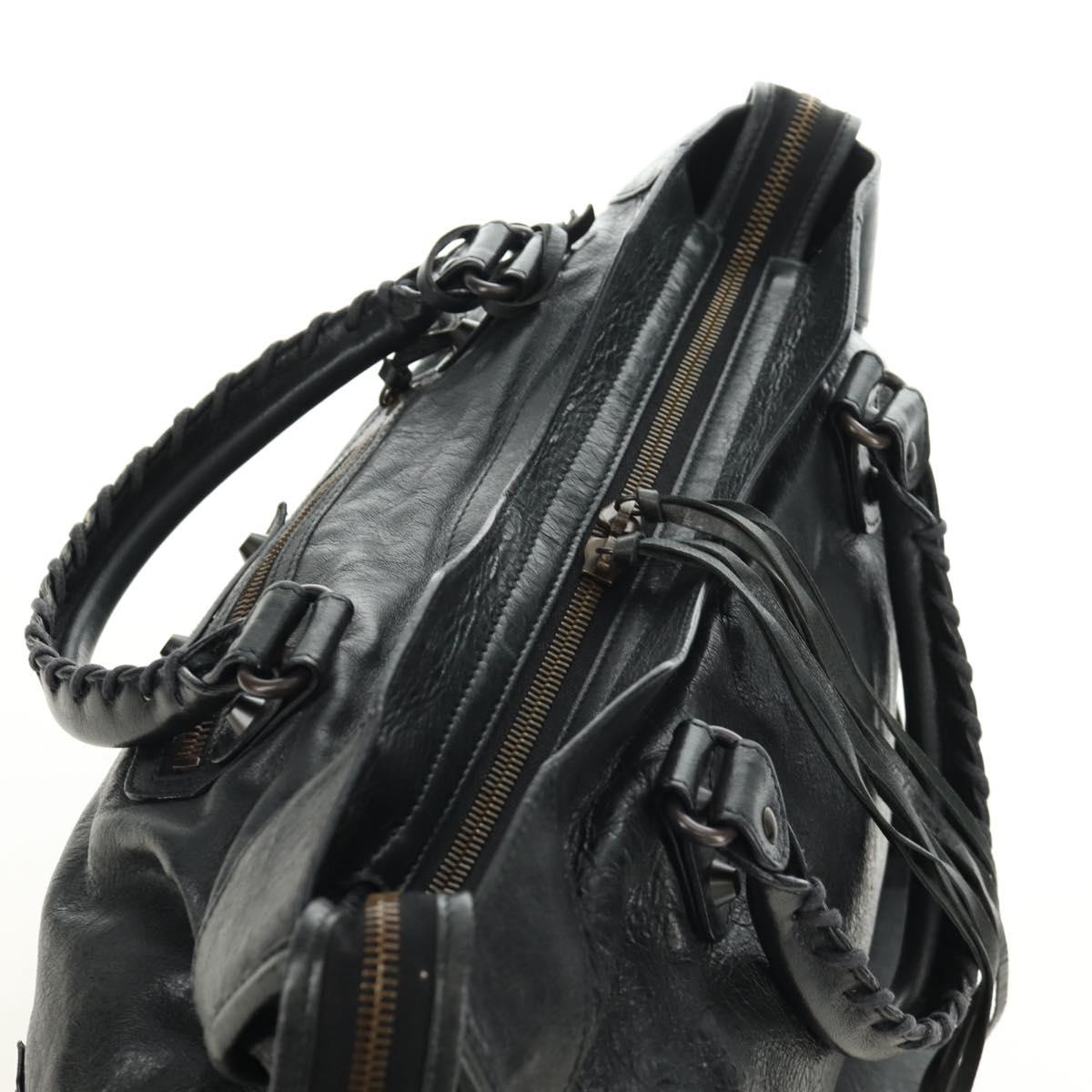 BALENCIAGA The City Hand Bag Leather 2way Black 115748 Auth 190388SAM