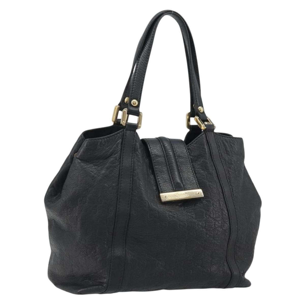 GUCCI GG Canvas Guccissima Tote Bag Leather Black Gold 233607 Auth 190389A