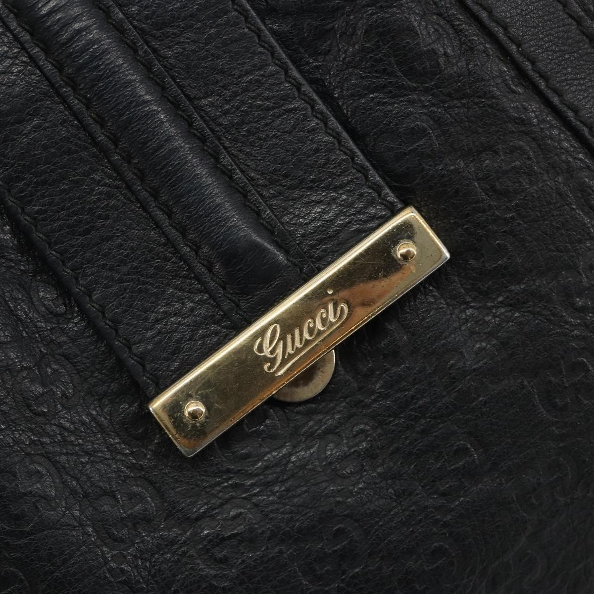 GUCCI GG Canvas Guccissima Tote Bag Leather Black Gold 233607 Auth 190389A
