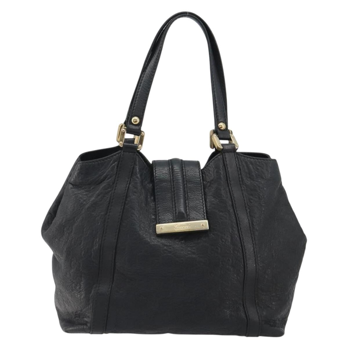 GUCCI GG Canvas Guccissima Tote Bag Leather Black Gold 233607 Auth 190389A
