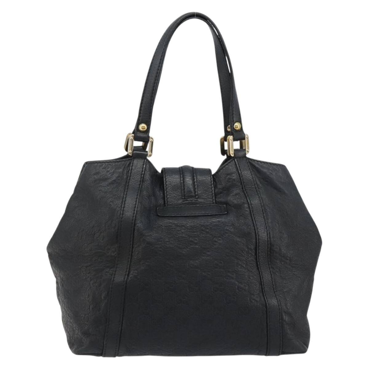 GUCCI GG Canvas Guccissima Tote Bag Leather Black Gold 233607 Auth 190389A