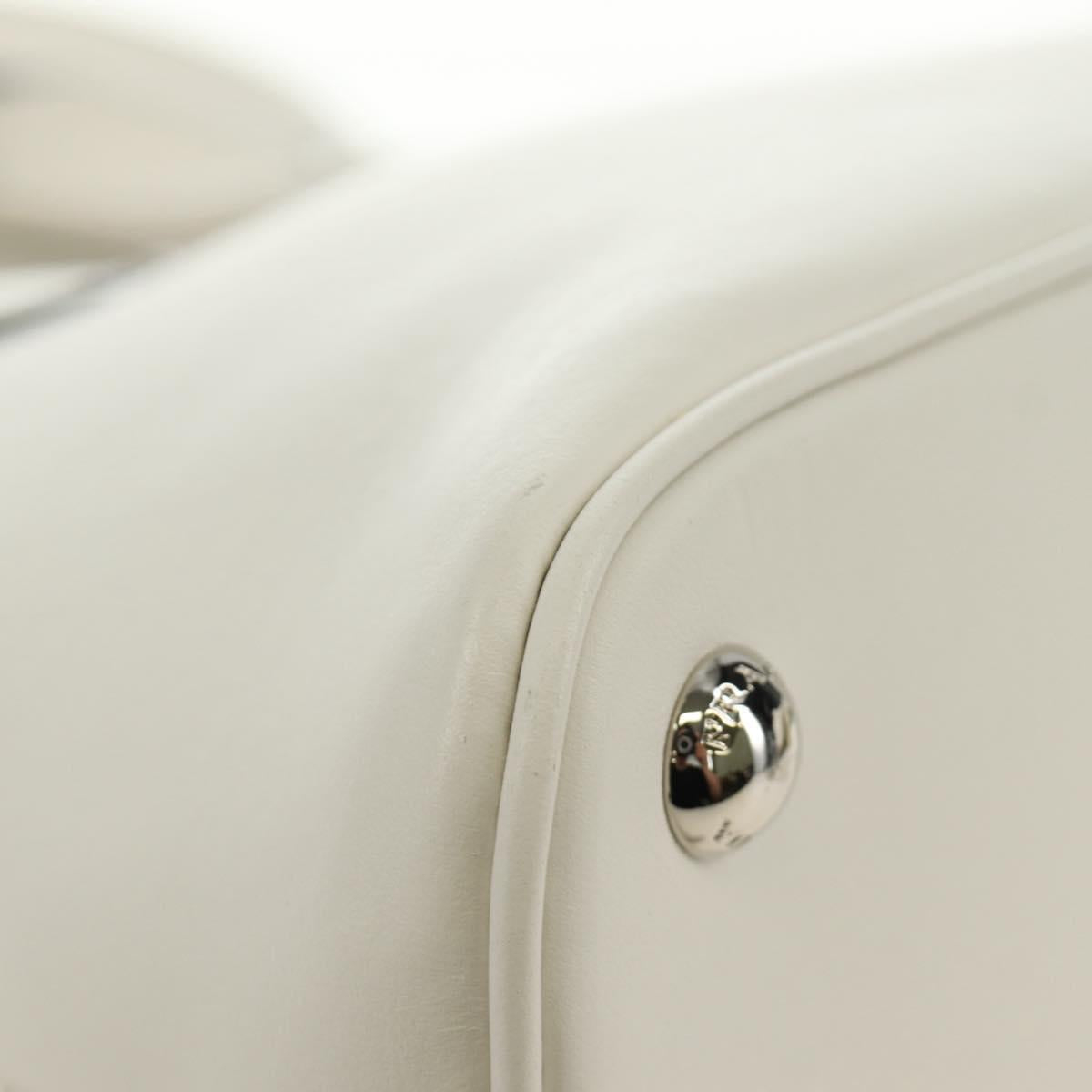 PRADA Hand Bag Leather 2way White Silver Auth 190398SAM